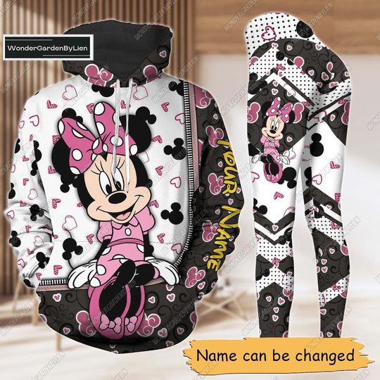 Minnie Mouse Hoodie Legging Set, Personalized Minnie Hoodie, Minnie Sweatshirt, Minnie Yoga Leggings, Disney Minnie Hoodie