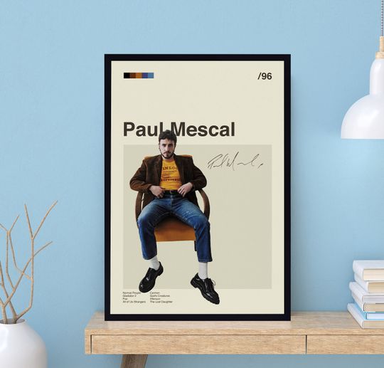 Vintage Paul Mescal Poster, Mid Century Art, Minimalist Art, Retro Poster, Modern Art Print, Custom Poster, Classic Poster, Home Decor