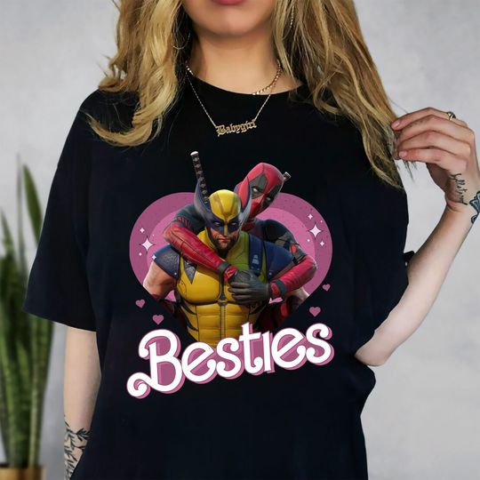 Cute Deadpool Wolverine Besties Forever Comfort Color Shirt, Deadpool Wolverine Shirt, Superhero Best Friends Shirt, Men's and Women's