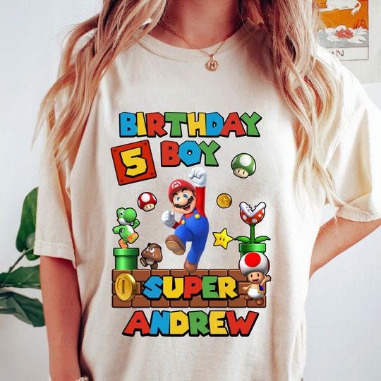 Super Mario Birthday Shirt, Super Mario Birthday Boy Shirt, Family Birthday Shirt, Kids Birthday Shirt, Custom Birthday Shirt