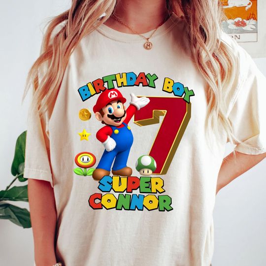 Super Mario Birthday PNG, Custom Mario Name PNG, Mario Birthday Age, Mario Birthday Name, Personalized Mario Shirt, Mario PNG