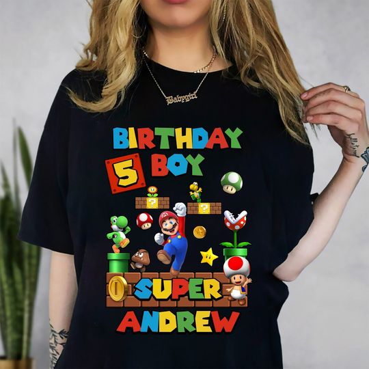 Super Mario Birthday Shirt, Super Mario Birthday Boy Shirt, Family Birthday Shirt, Kids Birthday Shirt, Custom Birthday Shirt
