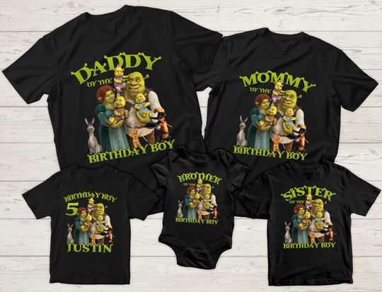 Shrek Family Birthday Shirt, Custom Shrek Birthday Boy/Girl Shirt, Shrek Film Birthday Shirt