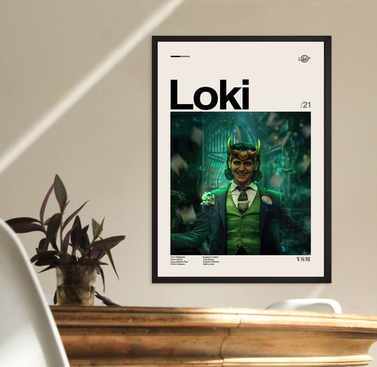 Loki Movie Poster, Loki Print, Movie Poster, Mid Century Poster, Modern Poster, Printable Art, Digital Art, Wall Art, Home Decor