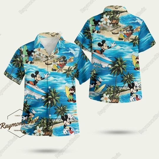 Mickey Hawaiian Shirt, Mickey Button Shirt, Disney Mickey Shirt, Tropical Aloha Shirt, Mickey Vacation Shirt, Short Sleeve Shirt