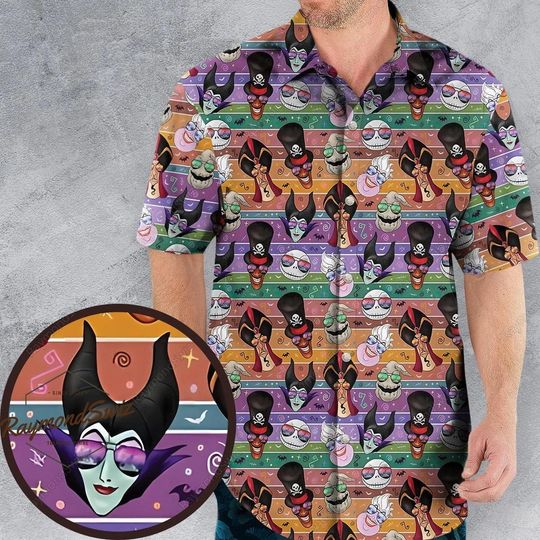 Disney Villains Hawaiian Shirt, Villains Characters Button Shirt, Villains Summer Shirt, Maleficent Beach Shirt, Short Sleeve Shirt