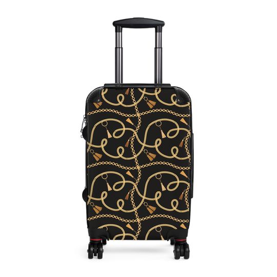 Stylish Traveller Gold Chain Tassel Baroque Suitcase, Suitcase for Her, Travel Suitcase for Her, Gift for Her, Summer Vacation Suitcase