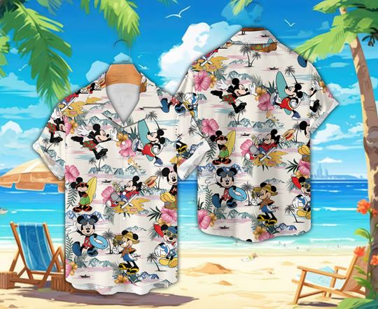 Disneyland Mickey Surfing Shirt, Family Summer Vacation Tropical Mickey Beach Shirt, For Mickey Lover Mickey Surfboard Magic Kingdom Shirt