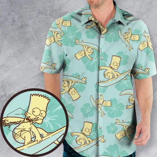 The Simpsons Hawaiian Shirt, Bart Simpson Hawaii Shirt, Simpsons Button Shirt, Simpsons Family Button Shirt, Beach Shirt, Aloha Shirt