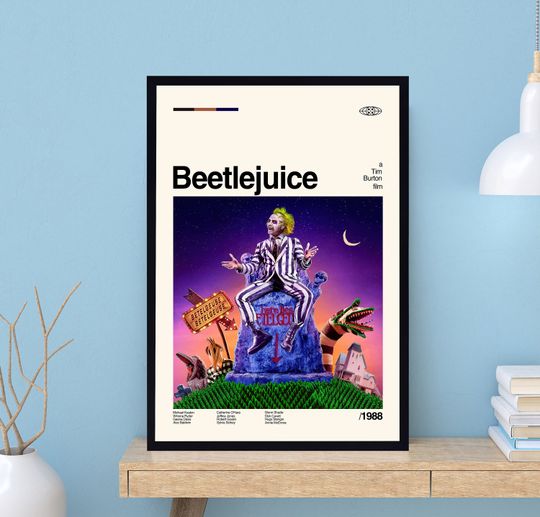 Beetlejuice Poster, Beetlejuice Print, Tim Burton, Retro Movie Poster, Minimalist Art, Vintage Poster, Gifts For Him, Movie Poster, Wall Art