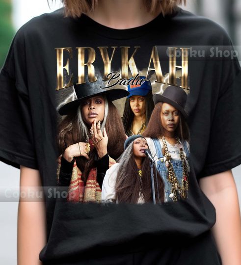 Retro Erykah Badu TShirt, Style Bootleg Short Sleeve Tee, Comfortable Cotton Shirt For Unisex, Casual shirt