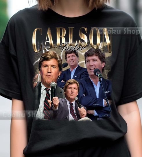 Retro Tucker Carlson TShirt, Style Bootleg Short Sleeve Tee, Comfortable Cotton Shirt For Unisex, Casual shirt