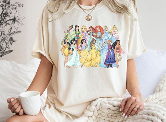 Disney Princess cotton Shirt, Disney Vacation Shirt, Ariel Bella Aurora Snow White Princess Shirt