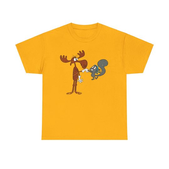 Rocky and Bullwinkle Cotton Short Sleeve Funny Shirt, Funny Gifts