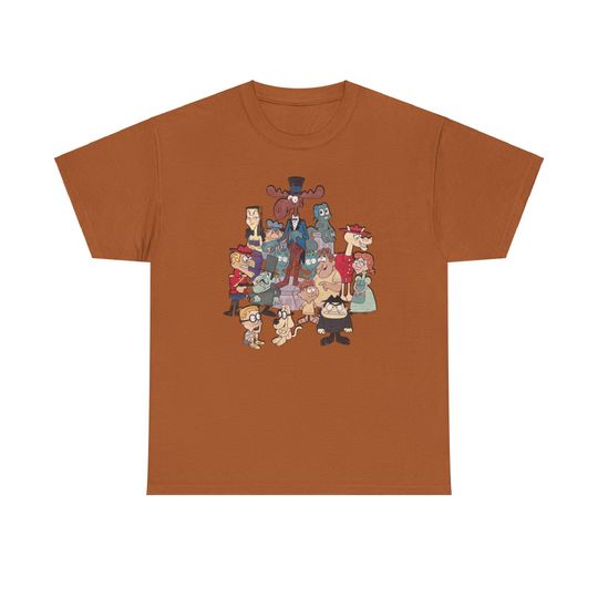 Rocky, Bullwinkle and Friends Cotton Short Sleeve Shirt, Funny Gifts