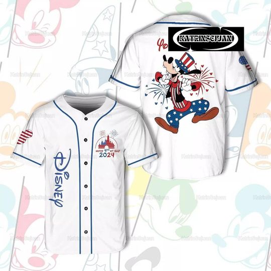 Personalized Goofy 4th Of July Baseball Shirt, Goofy Fourth Of July Baseball Jersey, Disney Trip Shirt, American Flag Shirt, Goofy Jers