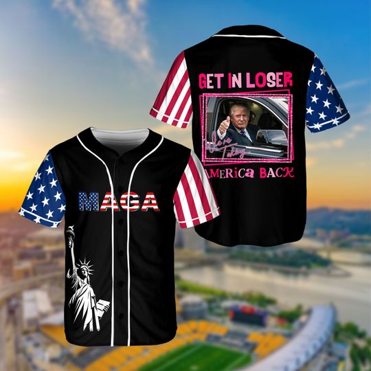 Get In Loser Trump Jersey, Independence Day Baseball Jersey, 2024 Election Stand With Trump Shirt, Donald Trump Jersey, Pro Trump Jersey