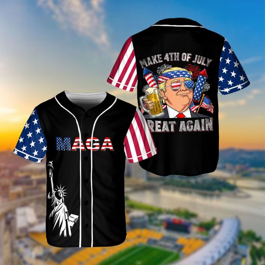 Make 4th Of July Great Again Drinking Beer Jersey, Usa Team Trump #47 Baseball Jersey, 47th President Trump Support, Trump 2024 Jersey