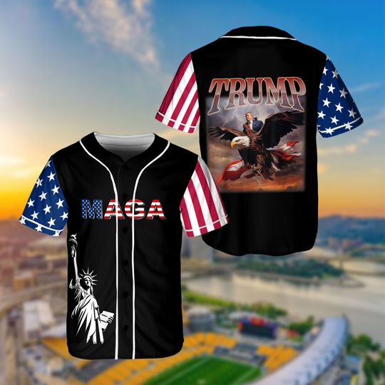 Donald Trump Patriotic America July Fourth Baseball Jersey, Voting For A Felon 2024 Jersey, 2024 Election Stand With Trump Shirt