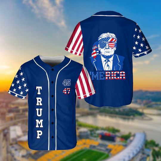 Donald Trump Merica Trump Sunglass Jersey, Presidential Election Shirt Trump 47, Make America Great Again 4th July Baseball Jersey