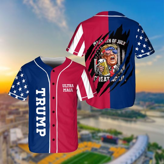 Light Beer Make 4th Of July Great Again Baseball Jersey, Trump 2024 Baseball Jersey, Fourth Of July Shirt, 47th President Trump Support
