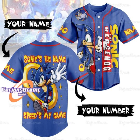 Sonic Baseball Jersey, Sonic Shirt, Sonic Jersey, Sonic The Hedgehog Shirt, The Hedgehog Jersey, Personalized Baseball Jersey