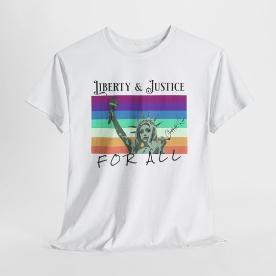 Liberty & Justice Chappell Roan T Shirt - statue of liberty, governers Ball, midwest princess, white house