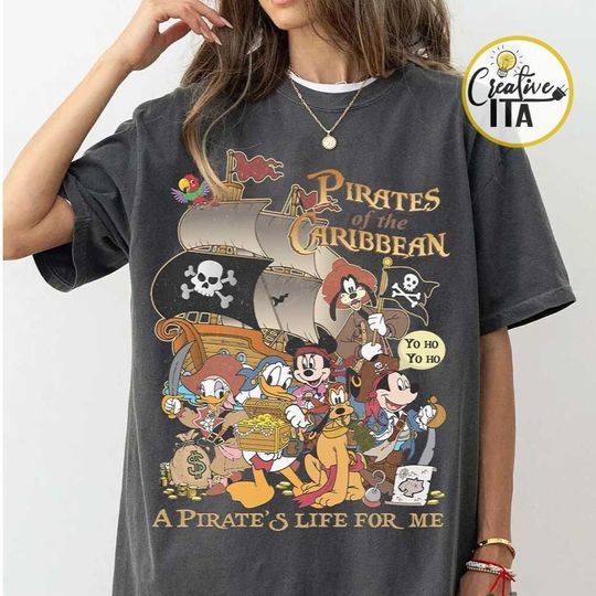 Vintage Mickey and Friends Pirates of the Caribbean shirt, Yo ho yo ho A Pirates life for me, Disney Cruise Line Pirate night shirt