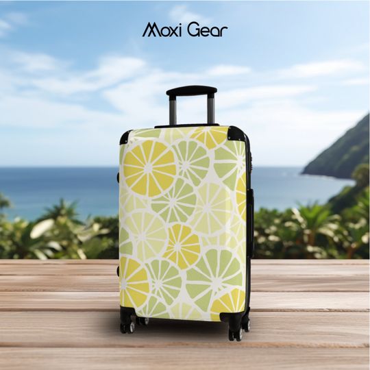 Spinner Luggage Hard Shell Rolling Suitcase with 4 Wheels and Lock, Bright Color Carry-On Suitcase, Checked Suitcase, Yellow Lemon Green Lime
