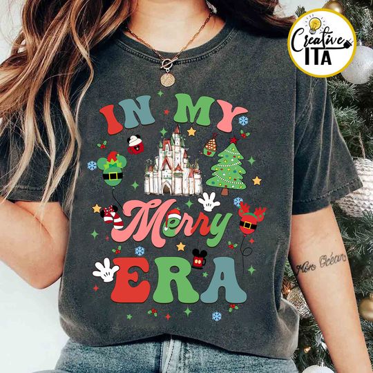 In My Merry Era shirt, Christmas Disney Castle shirt, Mickey's Very Merry Christmas shirt, Magic Kingdom WDW Christmas, Retro Christmas Tee