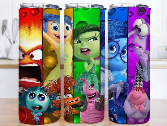 Funny Inside Out 2 Tumbler 20oz with Liz and Straw, 20oz skinny Tumbler, Inside Out Tumbler