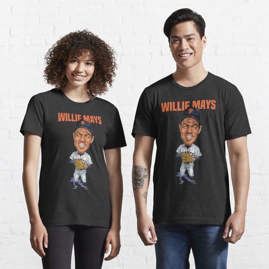 Willie Mays Baseball Caricature Vintage cotton tee, Graphic Tshirt for men, women, Unisex