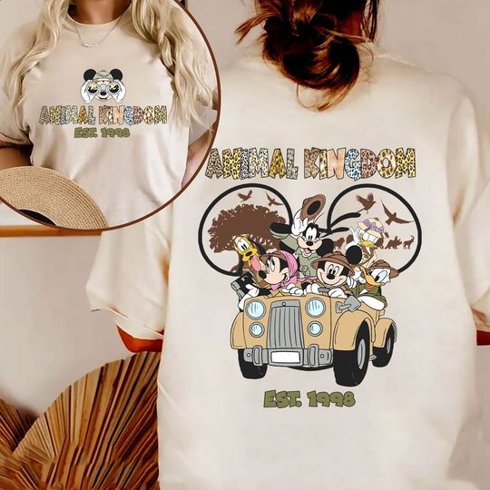 Two-sided Vintage Disney Animal Kingdom shirt, Retro Mickey & Friends Safari Tshirt, Disney Family Trip Shirt, Hakuna Matata Leopard Shirt