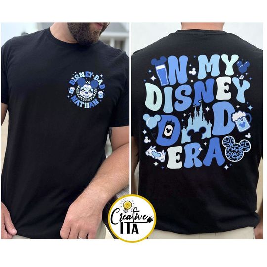 Two-sided Mickey Mouse In My Disney Dad Era Shirt, WDW Disneyland Castle In My Disney Dude Era, Father's Day Shirt, Daddy and Me Gift Shirt