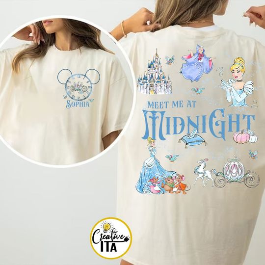 Personalized Meet Me at Midnight Shirt, Disney Princess Cinde shirts, Disney Girls Trip, Princess Midnight Tee, Disneyland Disneyworld