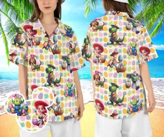 Easter Day Toy Story Friends Hawaiian Shirt, Disneyland Easter Aloha Shirt