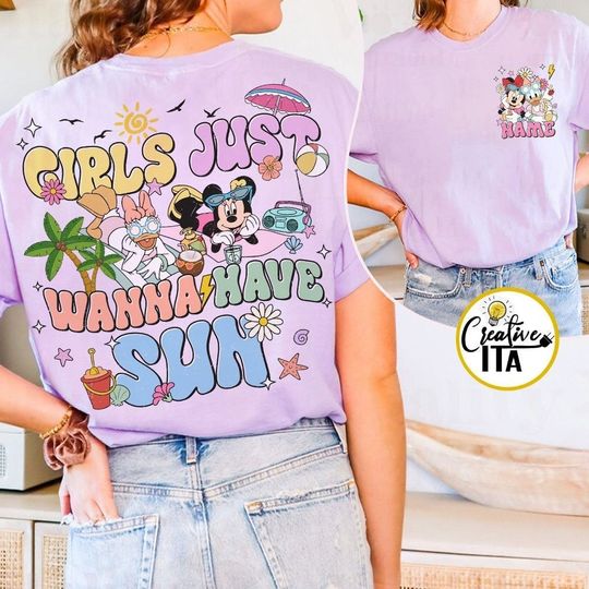 Two-sided Minnie Daisy Disney Summer Girl Trip Shirt, Floral WDW Disneyland Best Friends Gift, Disney Cruise Shirt, Disney Snacks Matching