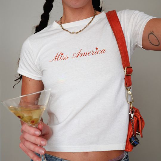 Miss America Baby Tee, Fourth of July Shirt Coquette Americana baby tee