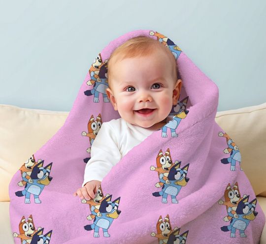 BlueyDad Soft Blanket, Cartoon Soft Cozy Fleece Blanket, BlueyDad Blanket, BlueyDad Family Blanket for Kid, BlueyDad Lover Gift