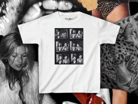 Trendy 90s Kate Moss & Naomi Campbell Baby Tee, Trendy 90s Baby Tee, Trendy Y2K Baby Tee, Black and White Graphic Tee, Celebrity Baby Tee
