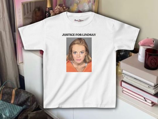 Justice for Lindsay Baby Tee, Lindsay Lohan Mug Shot Baby Tee, Trendy Y2K Baby Tee, Funny 2000s Tee, Celebrity Baby Tee