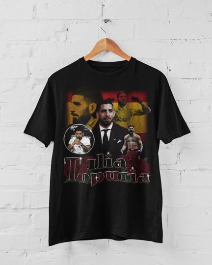Ilia Topuria El Matador MMA Vintage 90s Retro Graphic Collage T-Shirt, Mixed martial arts  Shirt, Sport Short Sleeve Cotton T-Shirt, Gift For Men