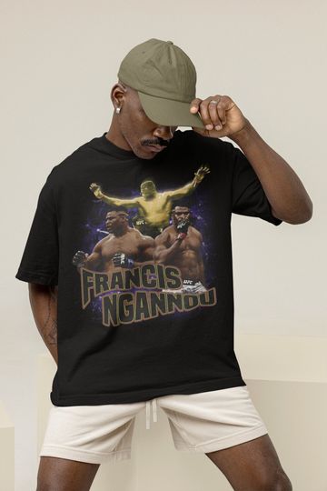 Francis Ngannou The Predator MMA Vintage 90s Retro Graphic Collage T-Shirt, Mixed martial arts  Shirt, Sport Short Sleeve Cotton T-Shirt, Gift For Men
