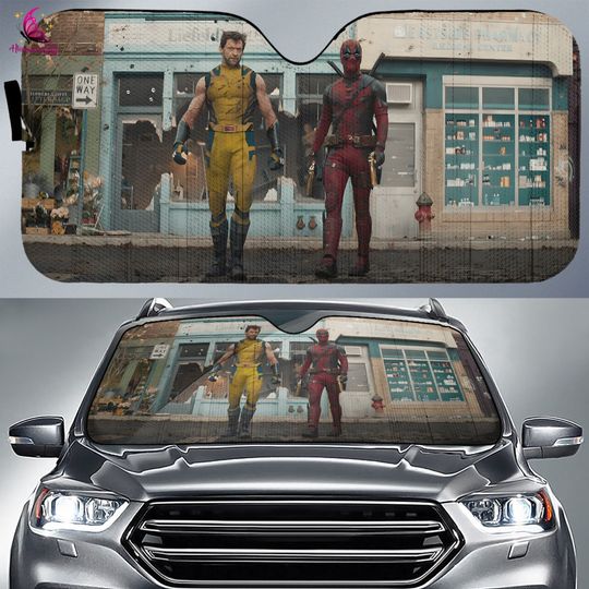 Deadpool And Wolverine Car Sunshade | Deadpool 3 Car Windshield | Wolverine Deadpool Movie Gift | X-men Wolverine Auto Sunshade