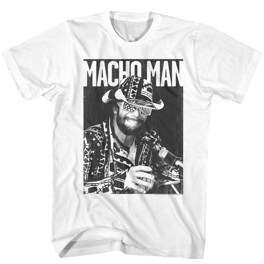 Macho Man White Adult T-Shirt Unisex short sleeves graphic T-shirt, Multiple colors full sizes S-5XL t-shirt, Trending shirt