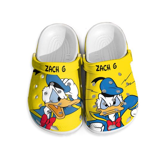 Donald Duck Disney Clog Shoes, Personalized Your Name Clogs