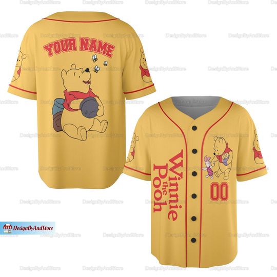 Personalized Winnie The Pooh Baseball jersey, Pooh Bear Baseball Jersey