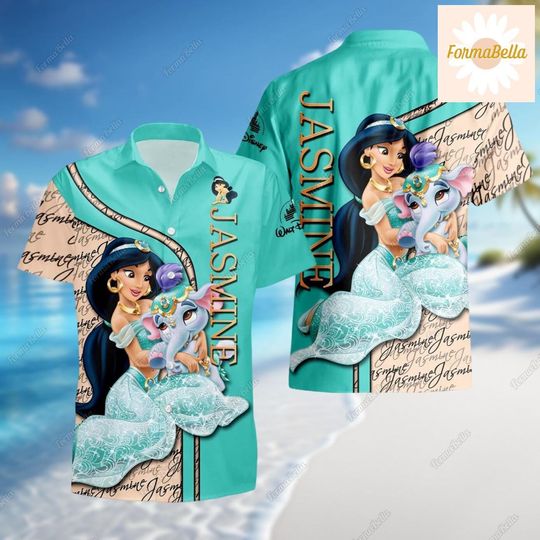 Jasmine Princess Hawaiian Shirt, Disney Princess Shirt, Jasmine Button Shirt