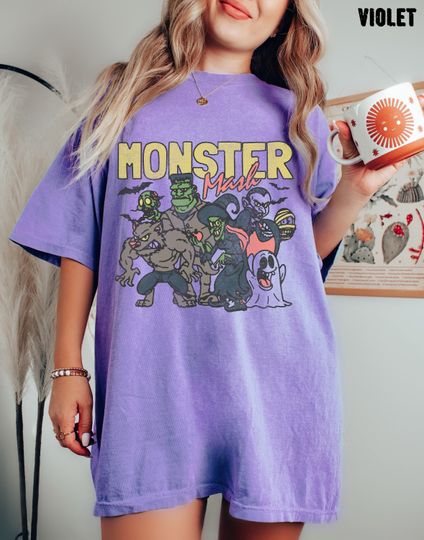 Monster Mash Vintage Halloween Cotton Tee, Graphic Tshirt for men, women, Unisex, Trending Casual Fashion