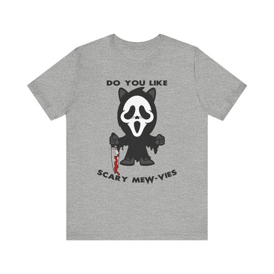 Ghostface Scary Mew-vies Cotton Shirt, Comfortable Short Sleeve Sports Tee for Men, Women, Kids